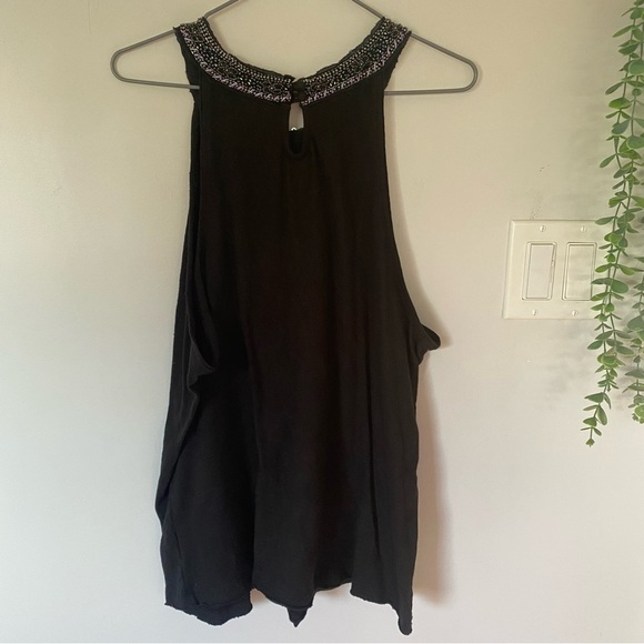 Free People Black Embellished Sleeveless Tank Size Large - Picture 7 of 9